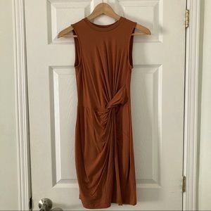 Dynamite Ruched Tie Waist Dress Rust XS